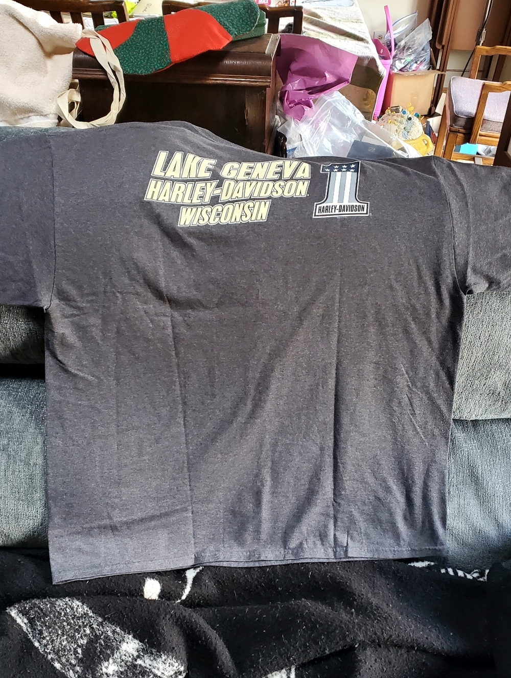 Harley Davidson Graphic Tee Size XL  Lake Geneva Milwaukee WI - Picture 2 of 4